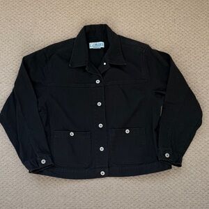Vintage 90s LA Blues Denim Black Jean Jacket Women's Size 14/16
